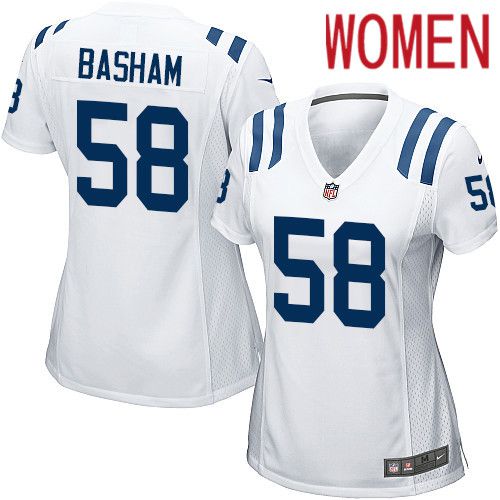 Women Indianapolis Colts 58 Tarell Basham Nike White Game NFL Jersey